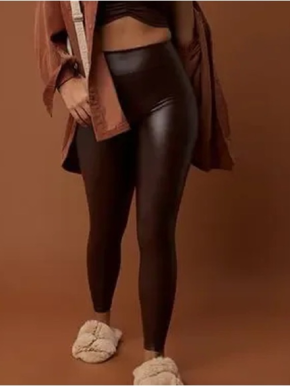 Offline by Aerie Real Luxe Faux Leather High-Waist Leggings - Chocolate Brown